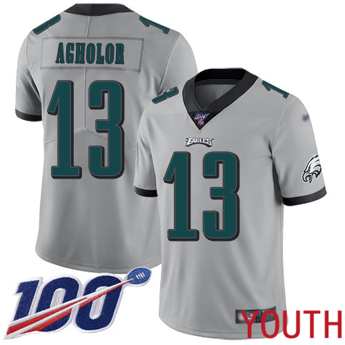 Youth Philadelphia Eagles #13 Nelson Agholor Limited Silver Inverted Legend NFL Jersey 100th Season Football->youth nfl jersey->Youth Jersey